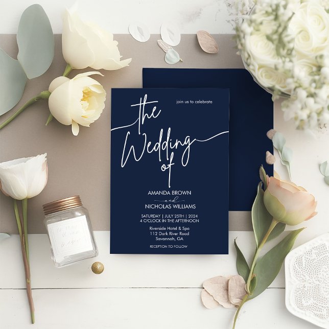 Modern Minimalist Navy Wedding Invitation (Creator Uploaded)
