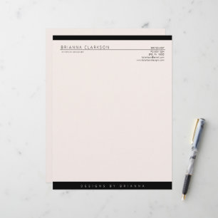 Modern Minimalist Neutral Colour with Black Custom Letterhead