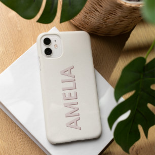 Modern Minimalist Neutral Personalised Name iPhone 16 Case