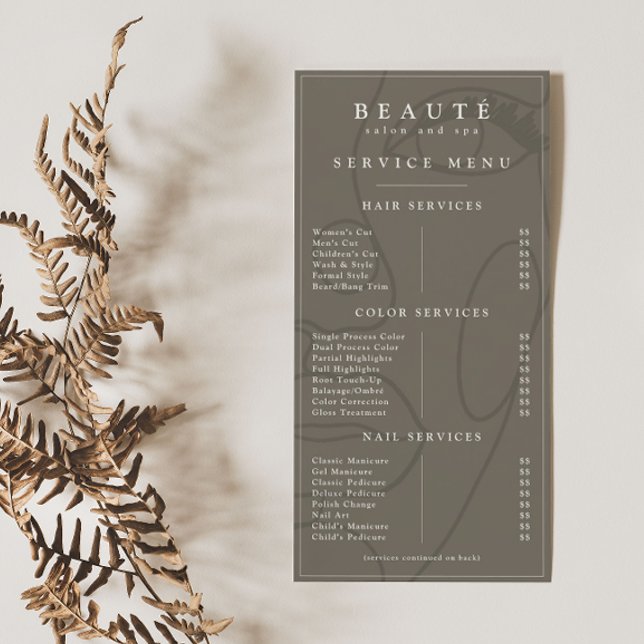 Modern Minimalist Neutral Salon/Spa Service Menu (Creator Uploaded)