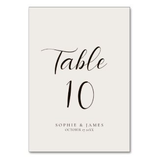 Modern Minimalist Neutral Wedding  Table Number