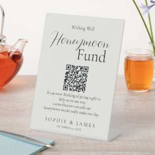 Modern Minimalist Neutral Wishing Well Wedding  Pedestal Sign