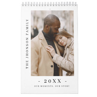 Modern Minimalist New Couple Photo Calendar