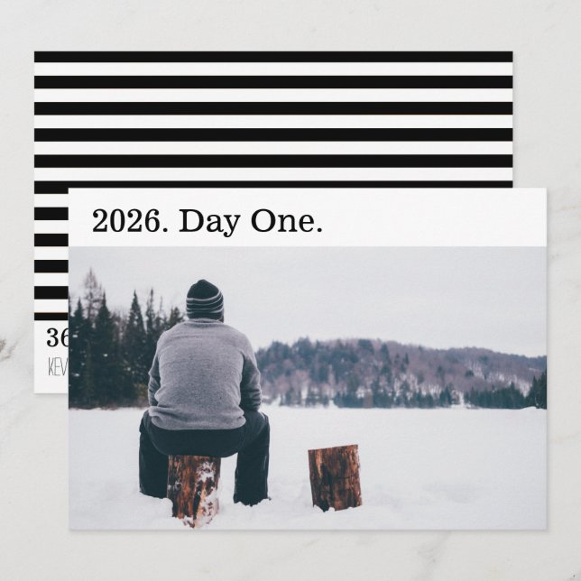 Modern Minimalist New Opportunities Photo Holiday Card (Front/Back)