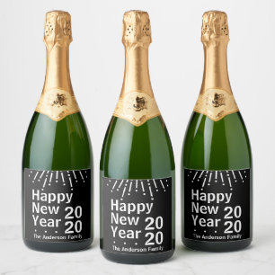 Modern Minimalist New Year's Party Sparkling Wine Label