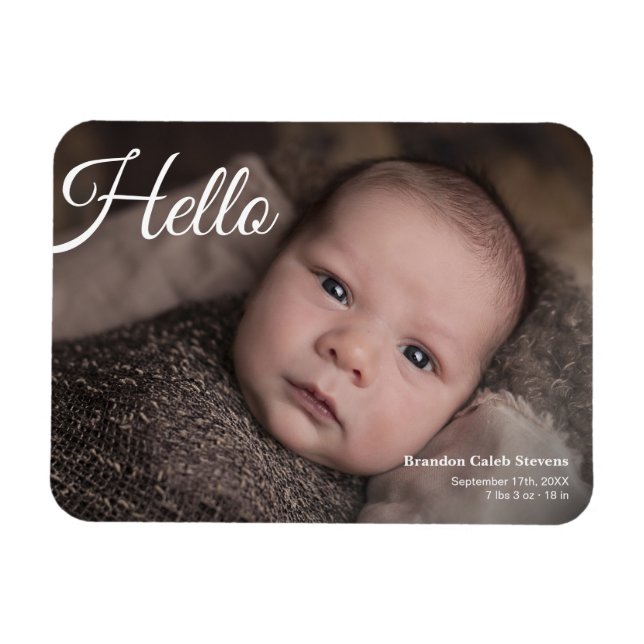 Modern Minimalist Newborn Baby Photo Magnet (Horizontal)