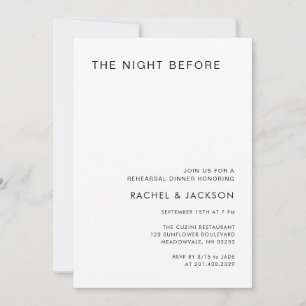 Modern Minimalist Night Before Rehearsal Dinner Invitation