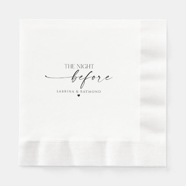 Modern Minimalist Night Before Rehearsal Dinner Napkin (Front)
