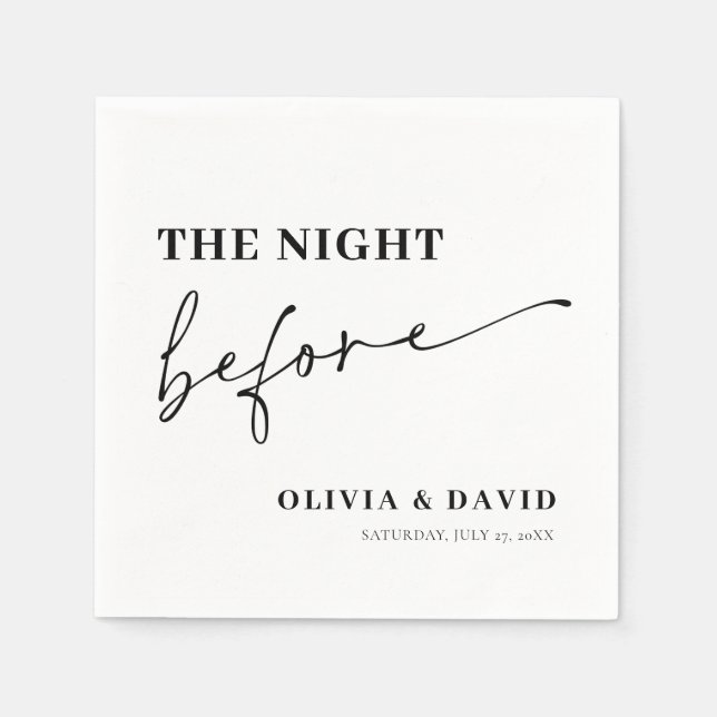 Modern Minimalist Night Before Rehearsal Dinner Napkin (Front)