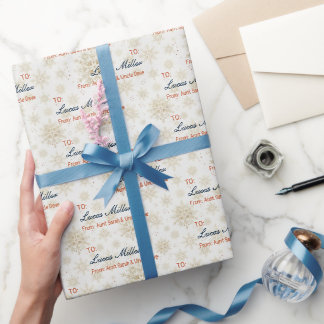 Modern Minimalist Nordic Snowflakes Custom Gift Wrapping Paper