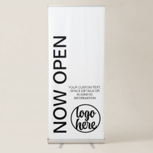 Modern Minimalist Now Open Small Business Retractable Banner