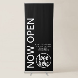 Modern Minimalist Now Open Small Business Retractable Banner