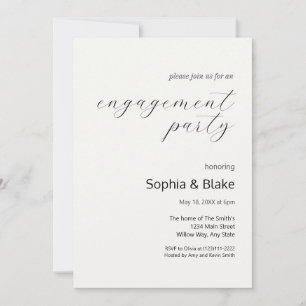 Modern Minimalist Off White Engagement Party Invitation