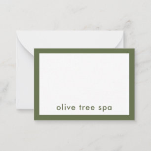 Modern Minimalist Olive Green Spa Name Card