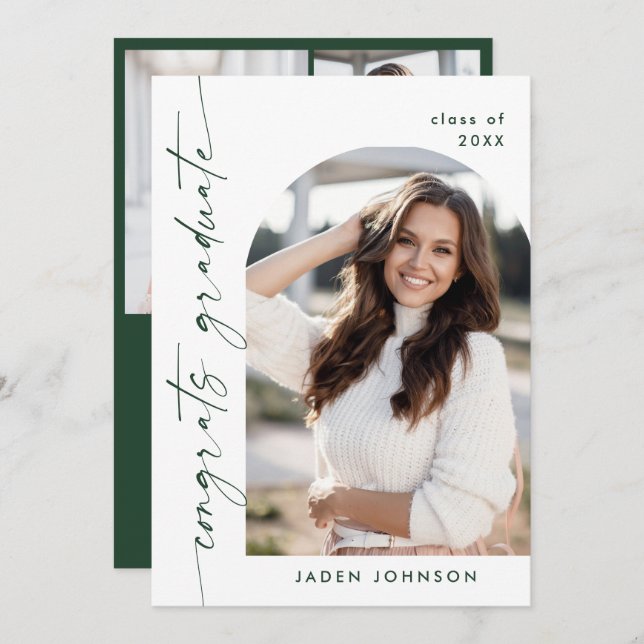 Modern Minimalist One 4 PHOTO Graduation Party Invitation (Front/Back)