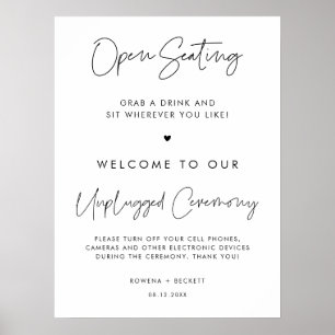 Modern Minimalist Open seating Unplugged ceremony Poster