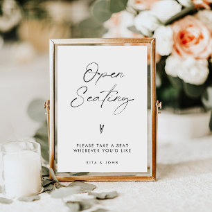 Modern Minimalist Open Seating Wedding Sign