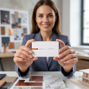 Modern Minimalist Orange Black White Business Card