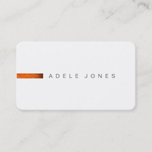 Modern Minimalist Orange Black White Business Card