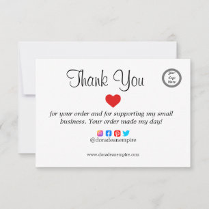 Modern Minimalist Order Business Thank You Card