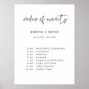 Modern Minimalist Order of events Poster