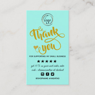 Modern minimalist order thank you business card