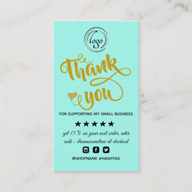 Modern minimalist order thank you  business card (Front)