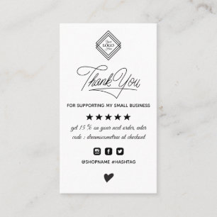 Modern minimalist order thank you business card
