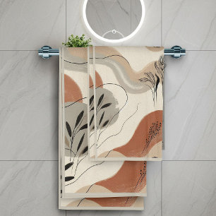 Modern Minimalist Organic Abstract Shapes Pattern Bath Towel Set
