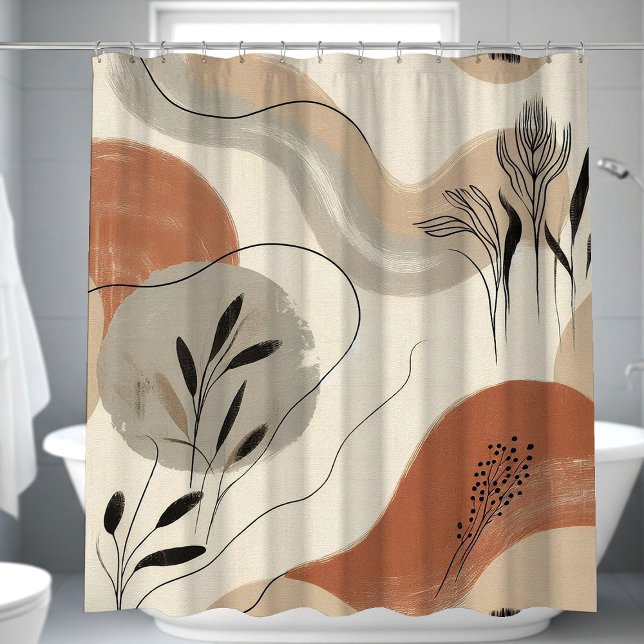 Modern Minimalist Organic Abstract Shapes Pattern Shower Curtain (Creator Uploaded)