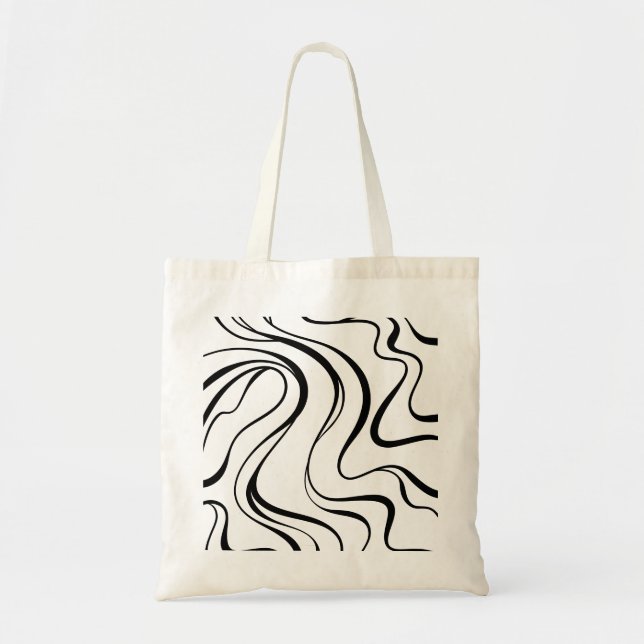 Modern Minimalist Organic Fluid Line Art Aesthetic Tote Bag (Front)