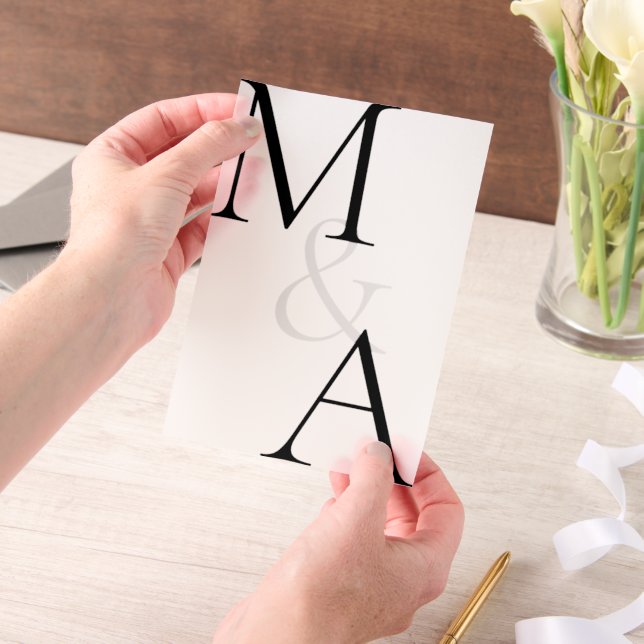 Modern Minimalist Overlay Wedding Vellum Invitations (Handheld)