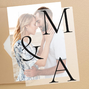 Modern Minimalist Overlay Wedding Vellum Invitations