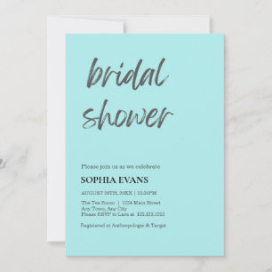 Modern Minimalist Pale Blue Bridal Shower Invitation