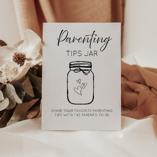Modern minimalist Parenting tips Jar Baby Shower  Pedestal Sign