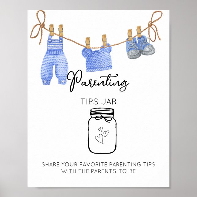Modern minimalist Parenting tips Jar Baby Shower Poster (Front)