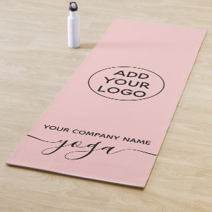 modern minimalist pastel blush pink yoga logo yoga mat