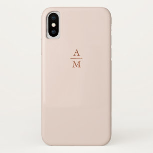 Modern Minimalist Pastel Pink and Copper Monogram Case-Mate iPhone Case