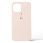 Modern Minimalist Pastel Pink and Copper Monogram