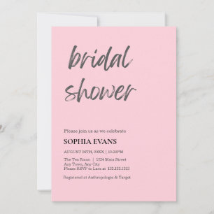 Modern Minimalist Pastel Pink Bridal Shower Invitation