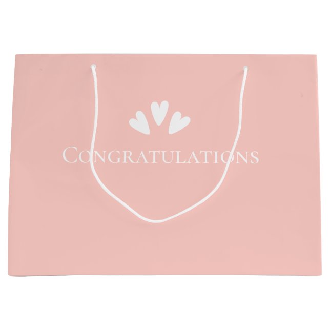 Modern Minimalist Pastel Pink Congratulations Large Gift Bag (Front)