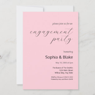 Modern Minimalist Pastel Pink Engagement Party Invitation