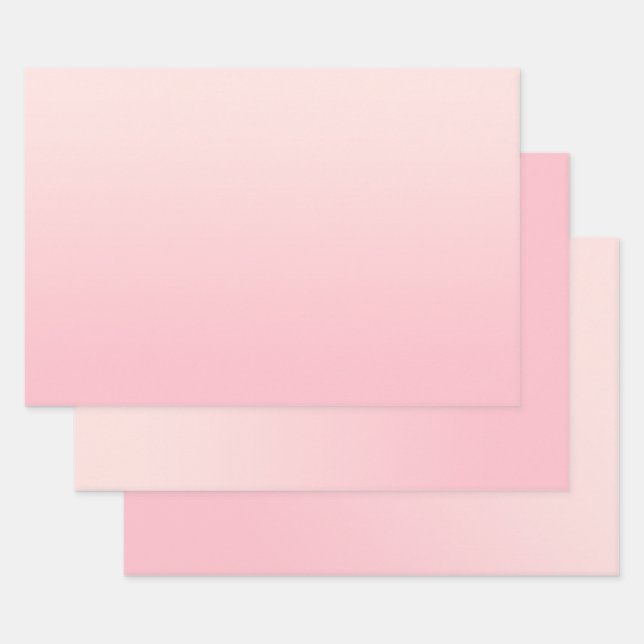 Modern Minimalist Pastel Pink Gradient Wrapping Paper Sheet (Set)