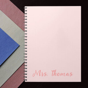 Modern Minimalist Pastel Pink Teacher Appreciation Notebook