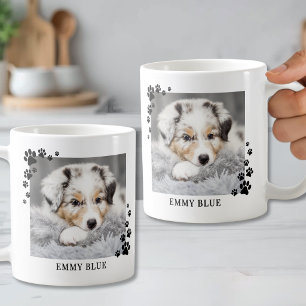 Modern Minimalist Paw Print Dog Pet Photo Coffee Mug