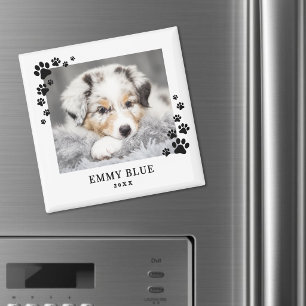 Modern Minimalist Paw Print Dog Pet Photo Magnet