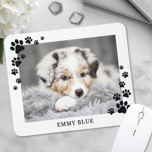 Modern Minimalist Paw Print Dog Pet Photo Mouse Mat