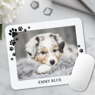 Modern Minimalist Paw Print Dog Pet Photo Mouse Mat