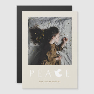 Modern Minimalist Peace Dove Holiday Photo Magnet