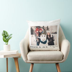 Modern Minimalist Peace & Joy Photo Cushion